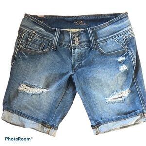 PIAMA distressed/deconstructed jean shorts